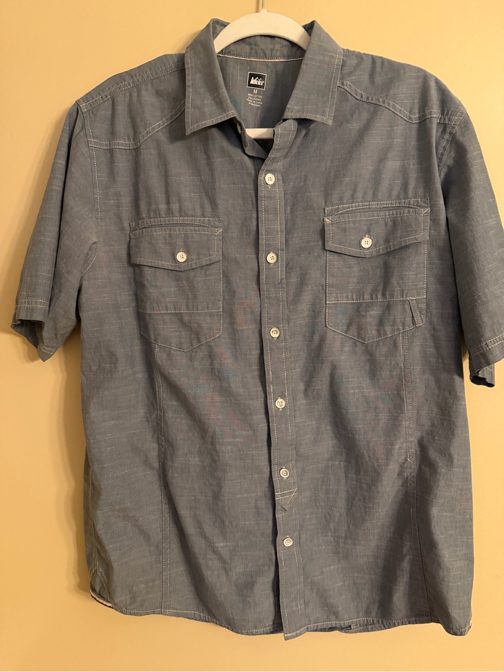 REI Men's Short-Sleeve Chambray Button-Down Shirt - Slate Blue